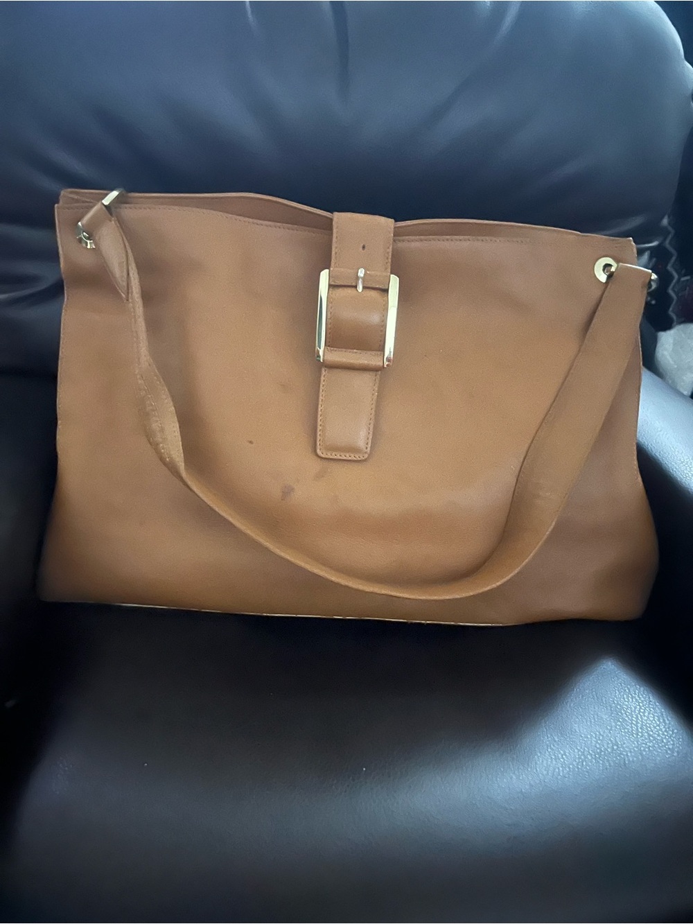 Paco Rabanne Brown Leather Shoulder Bag with Buckle Strap Vintage